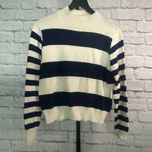 Jcrew blue and white striped turtleneck